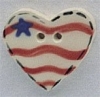 Mill Hill Ceramic Button 86180 Large Heart with Star and Flag