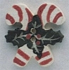 Mill Hill Ceramic Button 86197 Double Holly Candy Canes