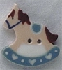 Mill Hill Ceramic Button 86294 Small Blue Rocking Horse