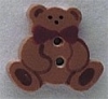 Mill Hill Ceramic Button 86296 Small Teddy Bear with Bow Tie