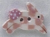 Mill Hill Ceramic Button 86300 Pink Checkerboard Bunny