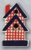 Mill Hill Ceramic Button 86327 2-Story Red Plaid Birdhouse