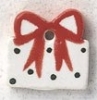 Mill Hill Ceramic Button 86346 Petite Present with Red Bow