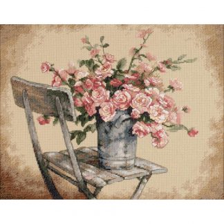 Roses on White Chair from Dimensions