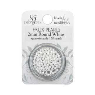 SJ Designs 2mm faux pearls white