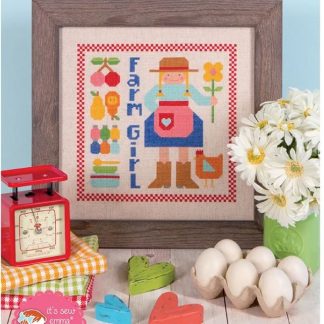 ISE500 Happy Farm Girl cross stitch pattern from It's Sew Emma