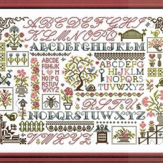 JP-PR04EN Sampler aux Fleurs cross stitch pattern from Jardin Prive