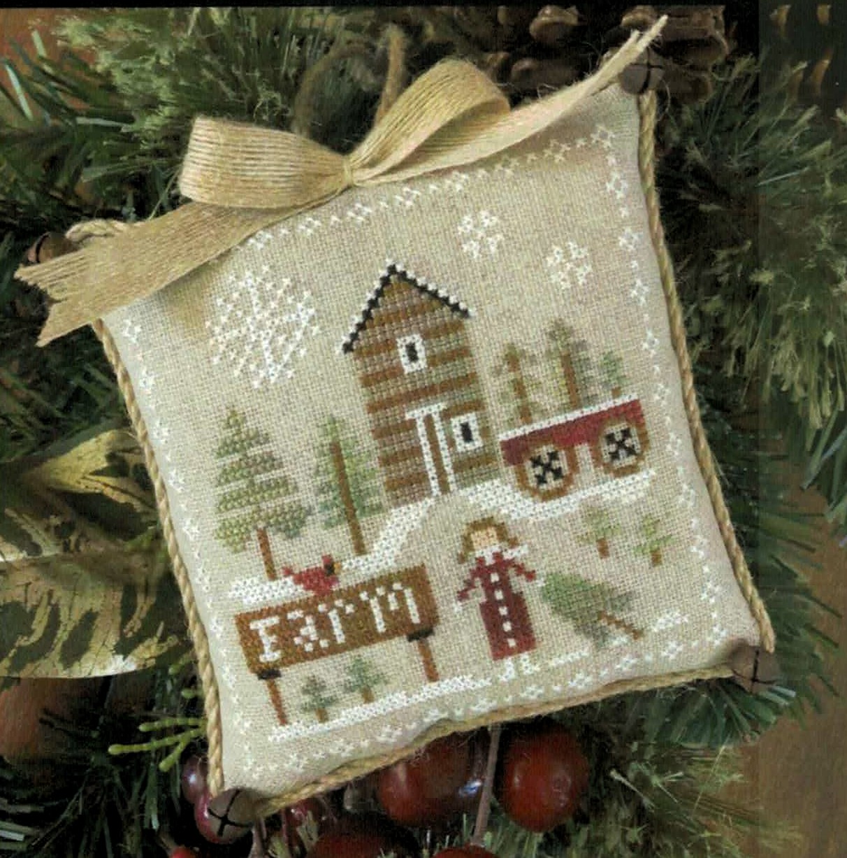 LHN-FC6 Pinewood Farm cross stitch pattern by Little House Needleworks