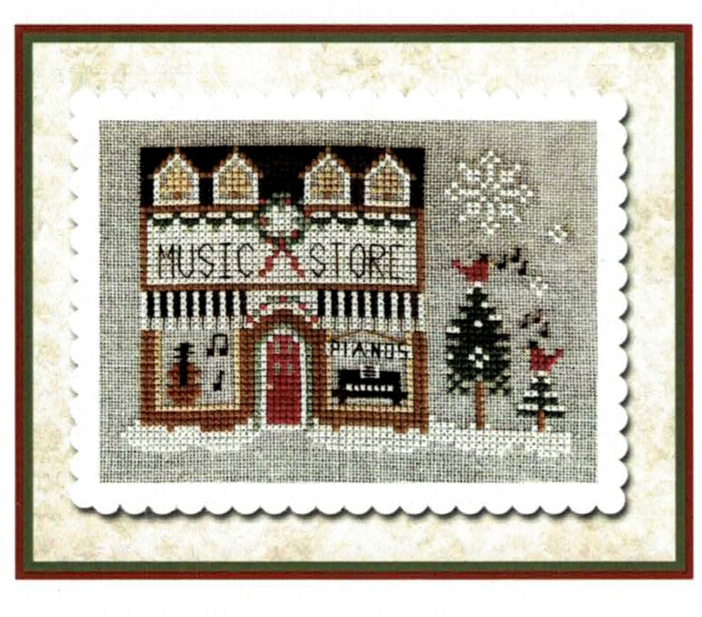 LHN-PC115 Music Store cross stitch pattern by Little House Needleworks
