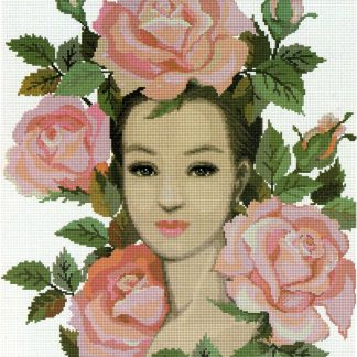 Lady of the Rose cross stitch pattern from Pinn Stitch PN-LE23F