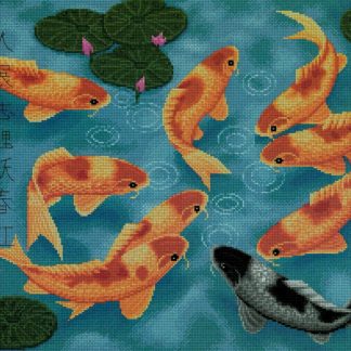 Chinese Blessing Fishes cross stitch pattern from Pinn Stitch PN-LE37Y