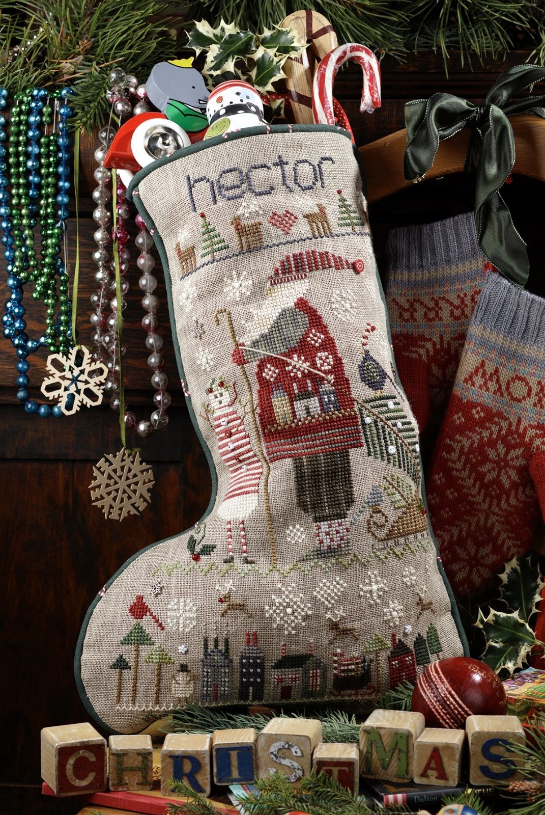 Hector's Stocking cross stitch pattern from Shepherd's Bush SB-HEC