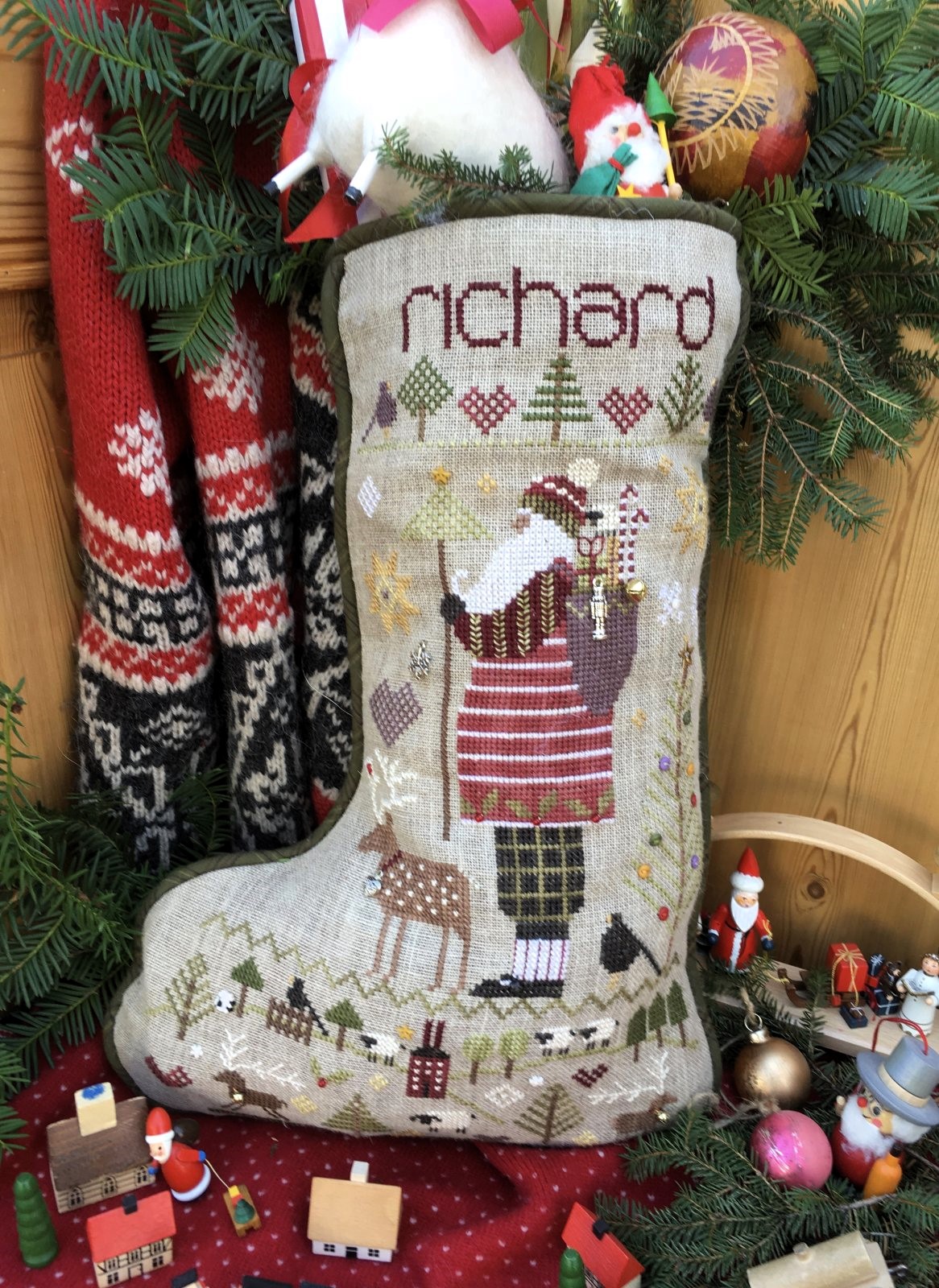 Richard's Stocking cross stitch pattern from Shepherd's Bush SB-RIC