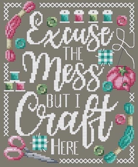 Excuse the Mess cross stitch pattern from Shannon Christine Designs SCD-EXC