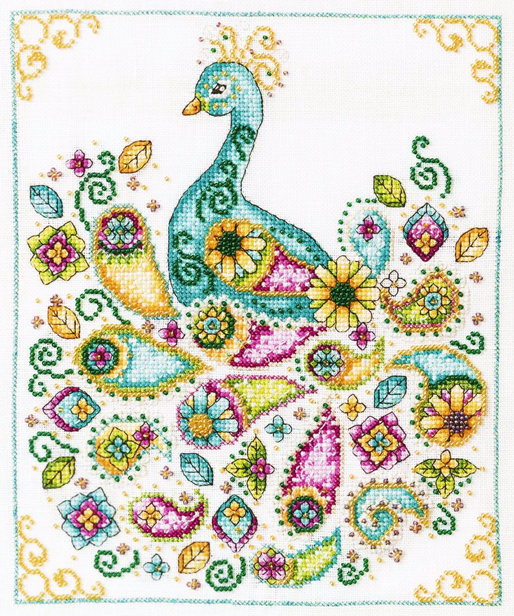 Paisley Peacock cross stitch pattern from Shannon Christine Designs SCD-PAI
