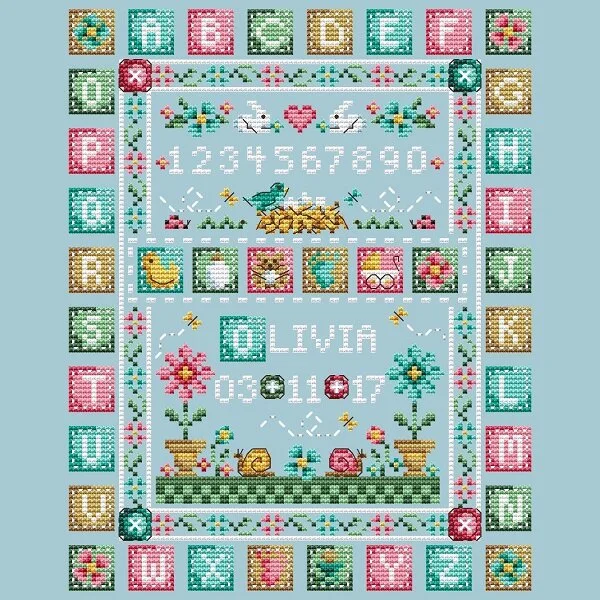 Quilted Baby Sampler cross stitch pattern from Shannon Christine Designs SCD-QUI