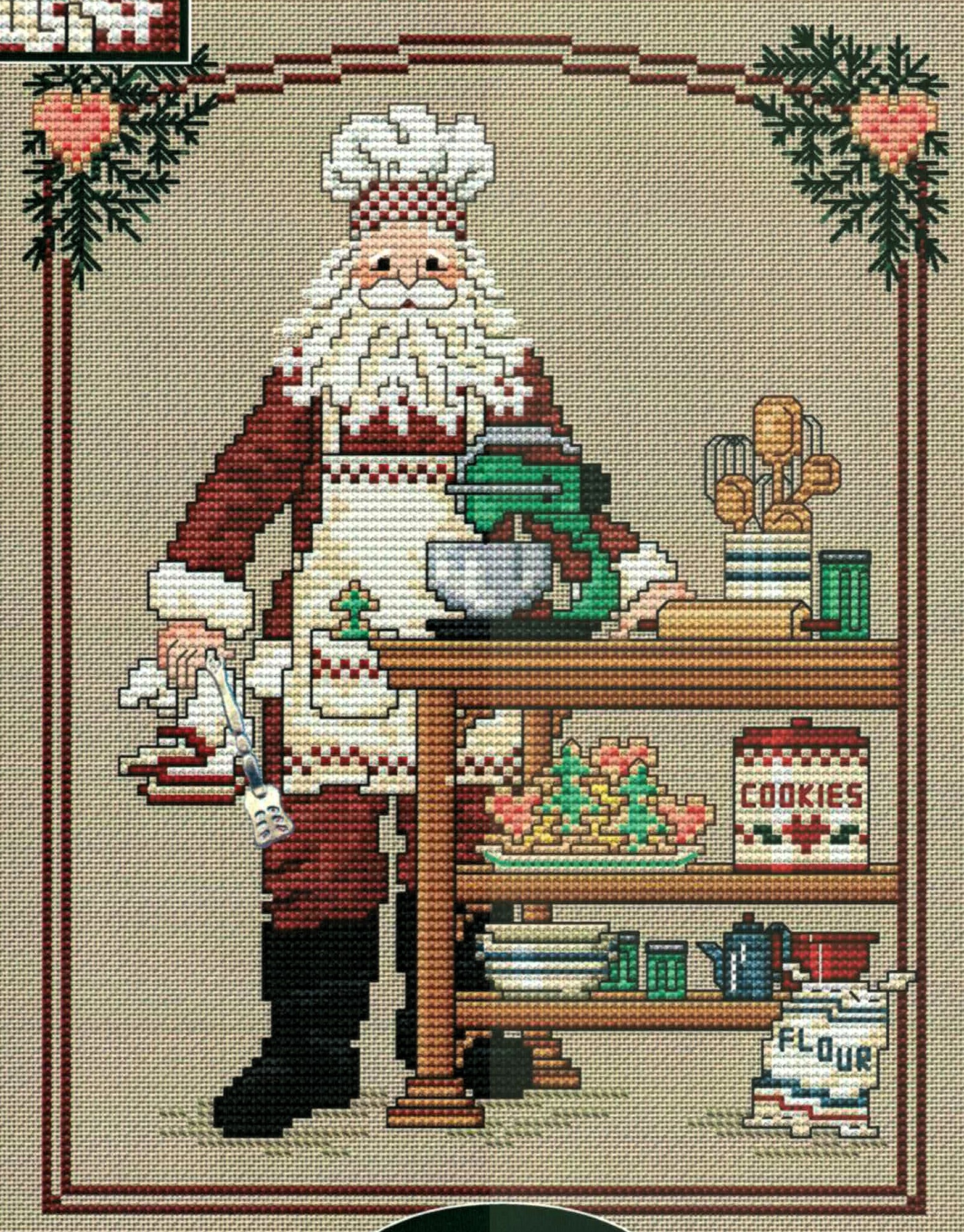 Cookie Santa cross stitch pattern from Sue Hillis Designs SHD-L228