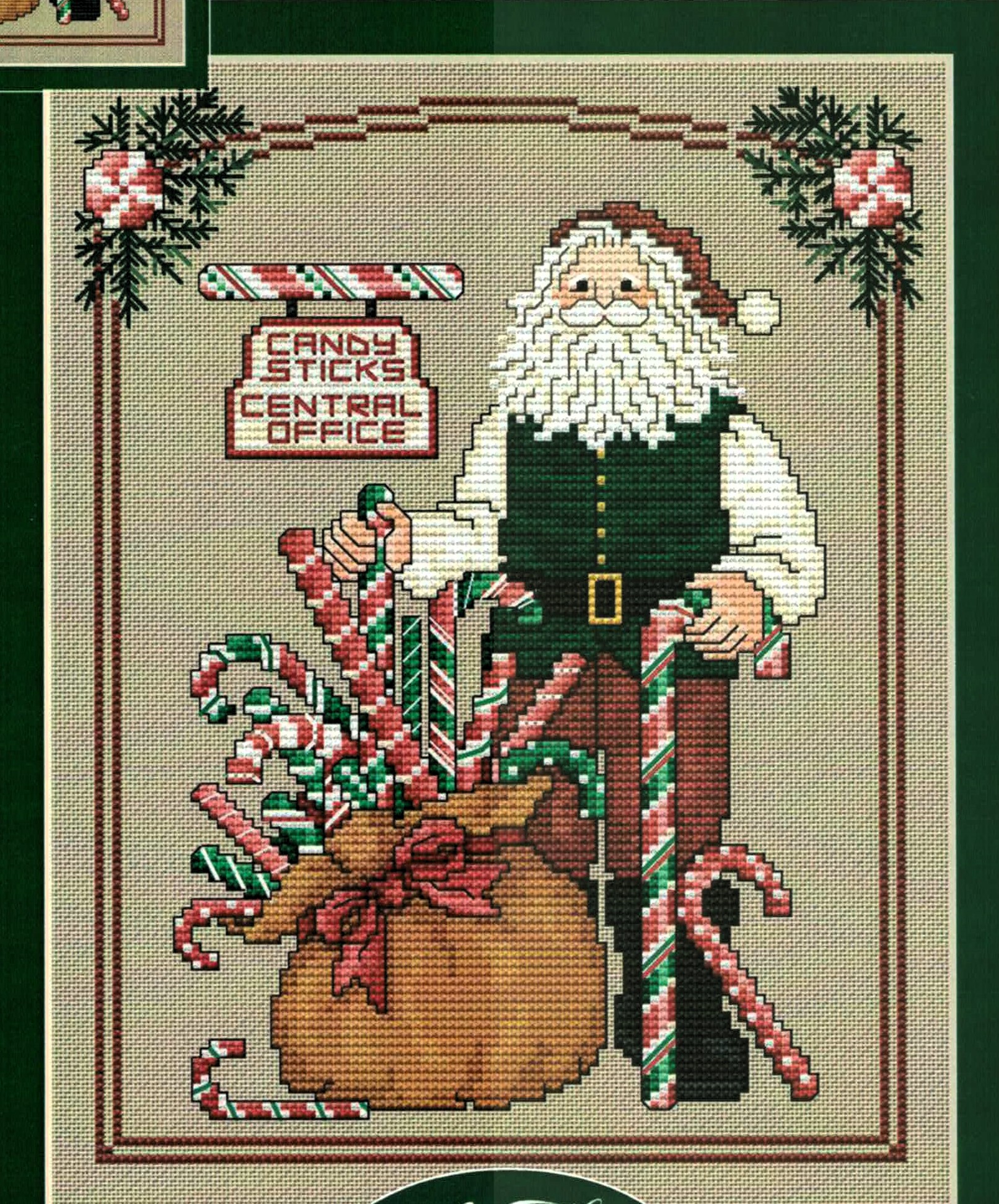 Candy Stick Santa cross stitch pattern from Sue Hillis Designs SHD-L234