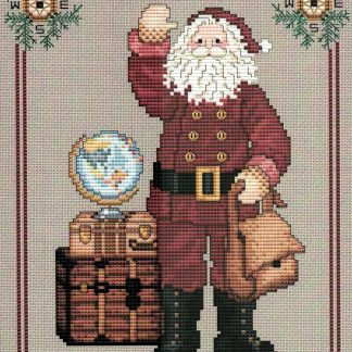 Traveling Santa cross stitch pattern from Sue Hillis Designs SHD-L236