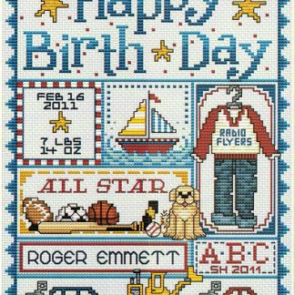 Happy Birth Day for Boys cross stitch pattern from Sue Hillis Designs SHD-L437