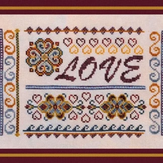 Love Sampler cross stitch pattern from Turquoise Graphics & Designs TGD-076