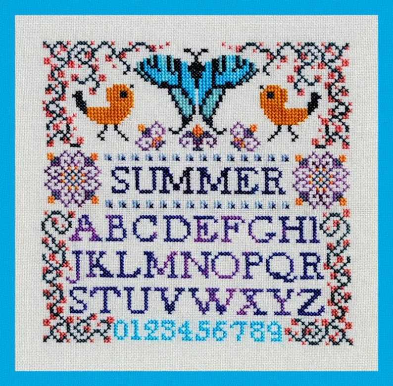 Mini Summer Sampler cross stitch pattern from Turquoise Graphics & Designs TGD-090