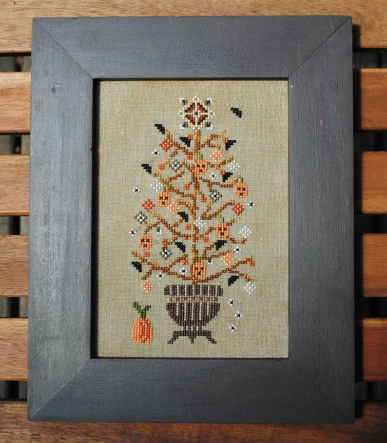 Rustic Halloween Tree cross stitch pattern from Turquoise Graphics & Designs TGD-091