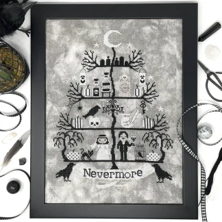 Edgar Allen Poe Tree cross stitch pattern from Tiny Modernist TM-2227