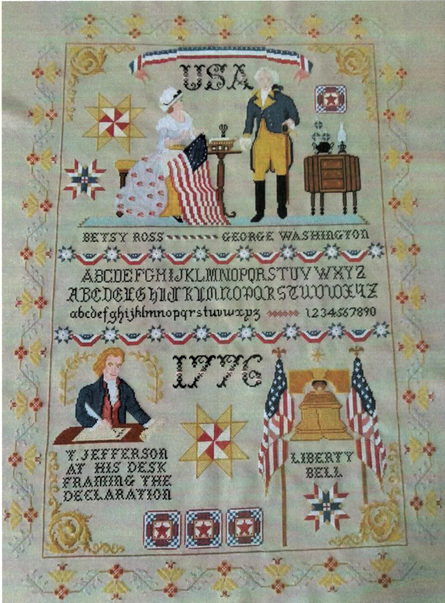 Founding of America cross stitch pattern from Twin Peak Primitives TPP-FOU