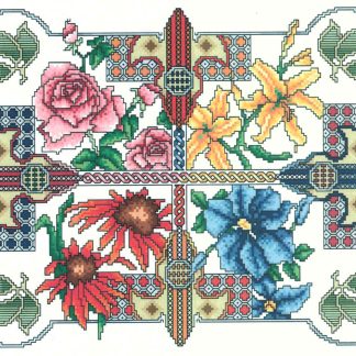 A Floral Renaissance cross stitch pattern from Vickery Collection VC-2082