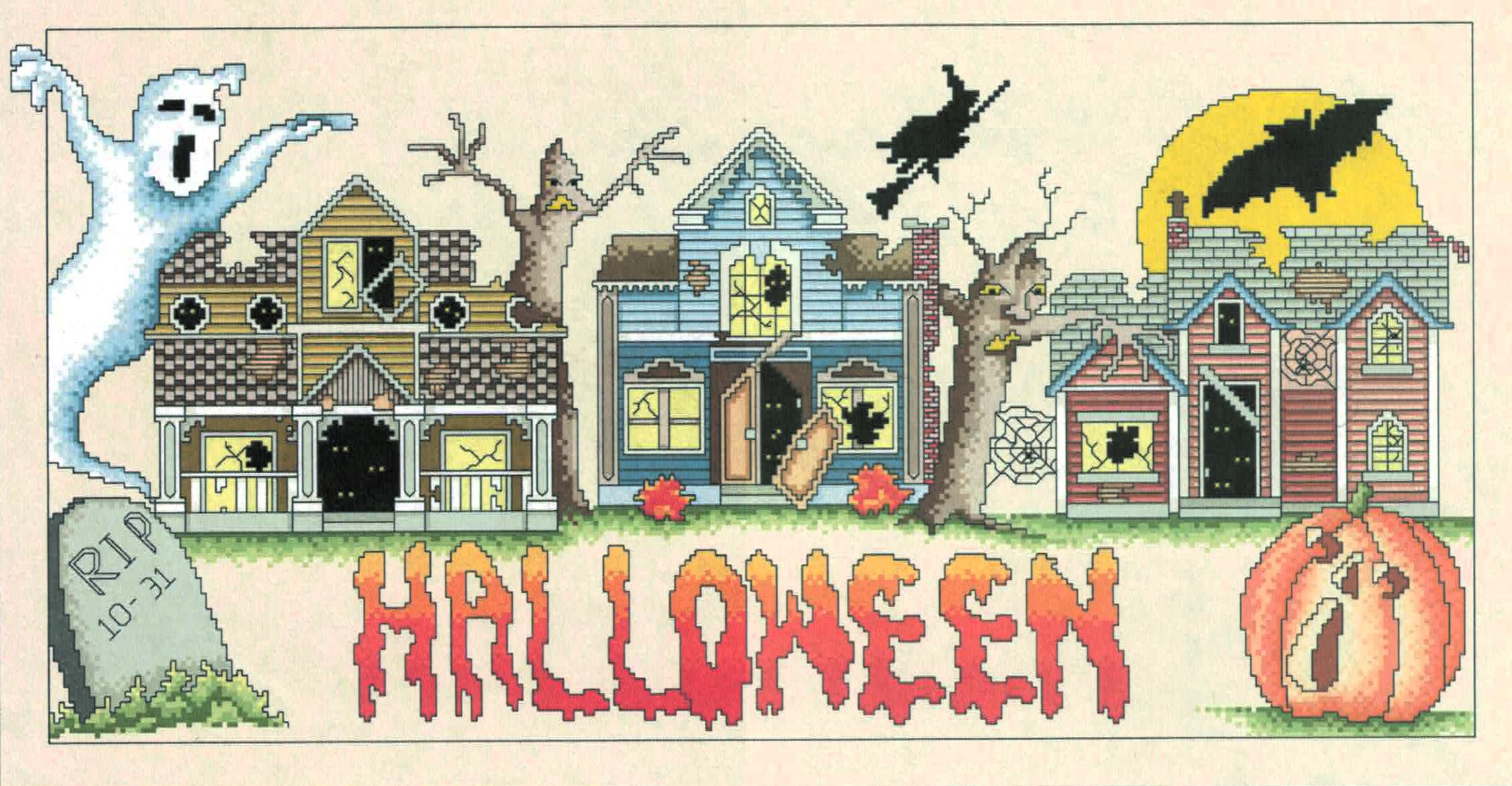 Halloweentown cross stitch pattern from Vickery Collection VC-2095