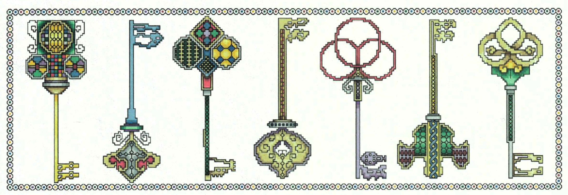 Decorative Keys cross stitch pattern from Vickery Collection VC-2111