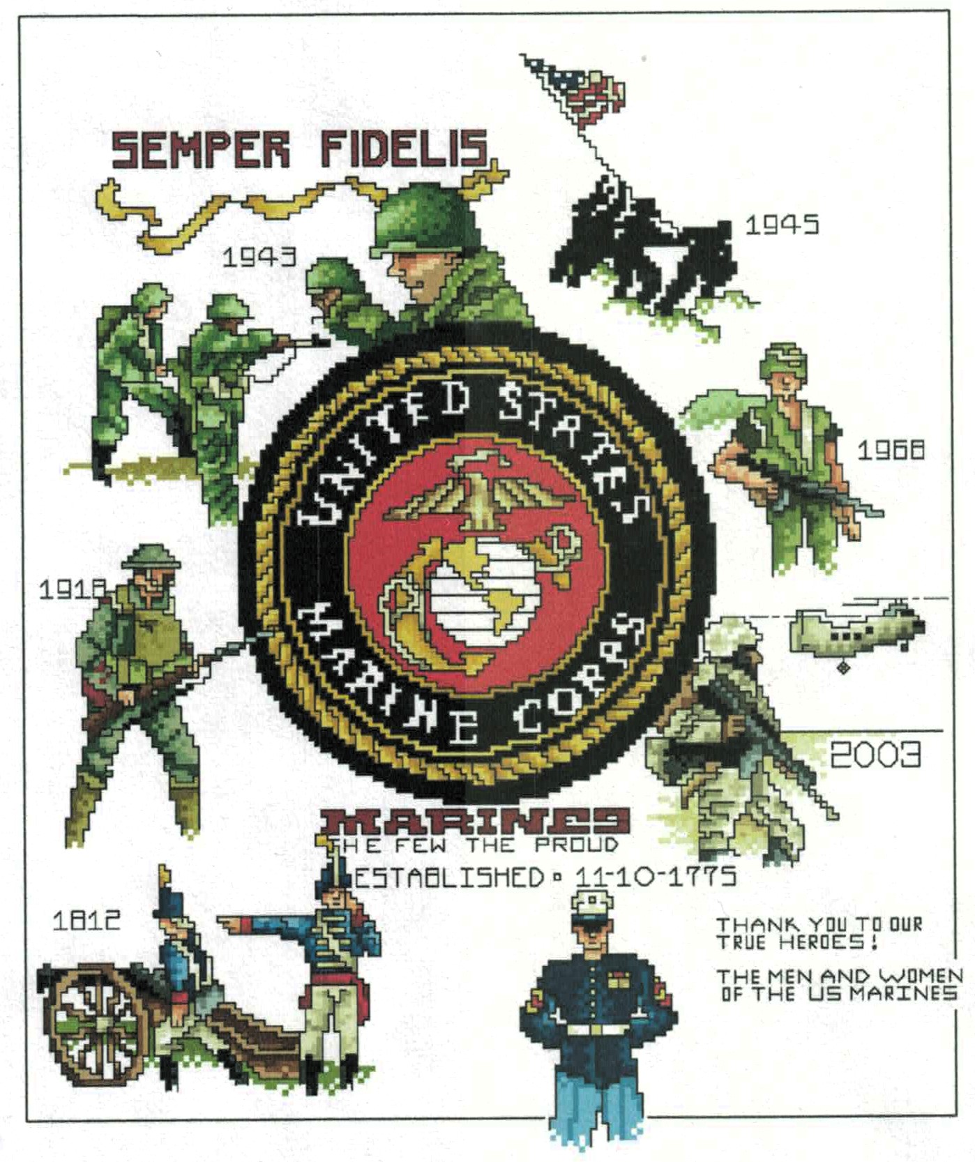 Marines cross stitch pattern from Vickery Collection VC-2310