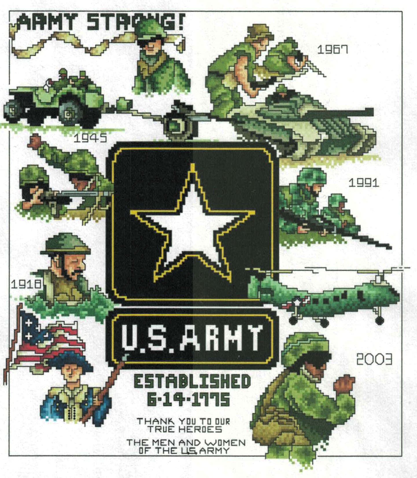 Army cross stitch pattern from Vickery Collection VC-2311