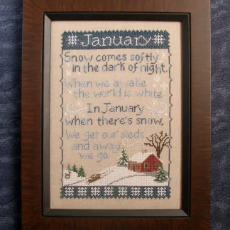 Monthly Sampler: January cross stitch pattern from Waxing Moon Designs WMD-135