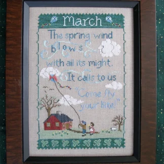 Monthly Sampler: March cross stitch pattern from Waxing Moon Designs WMD-137