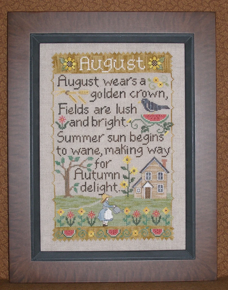 Monthly Sampler: August cross stitch pattern from Waxing Moon Designs WMD-146