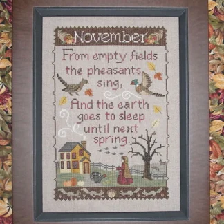 Monthly Sampler: November cross stitch pattern from Waxing Moon Designs WMD-155