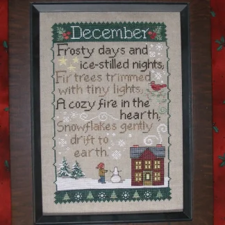 Monthly Sampler: December cross stitch pattern from Waxing Moon Designs WMD-156
