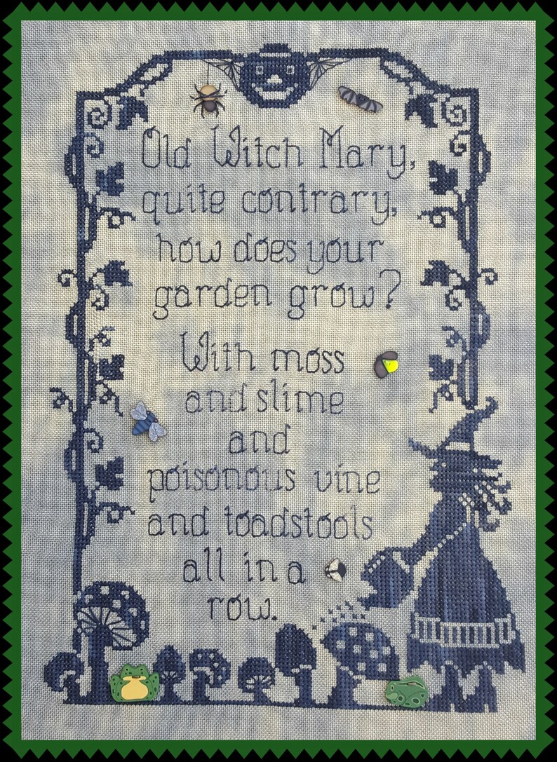 Old Witch Mary cross stitch pattern from Waxing Moon Designs WMD-172