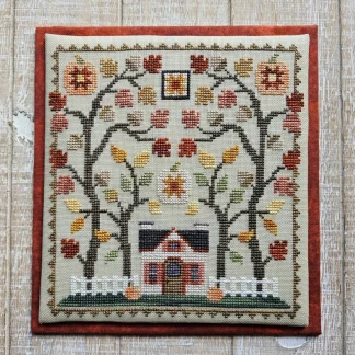Little House in the Autumn Woods cross stitch pattern from Waxing Moon Designs WMD-225