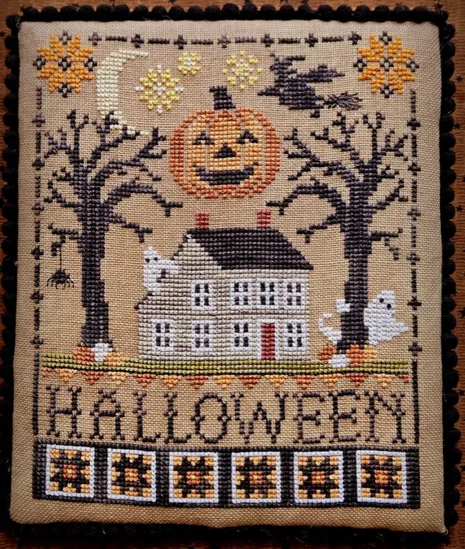 Halloween Saltbox cross stitch pattern from Waxing Moon Designs WMD-233