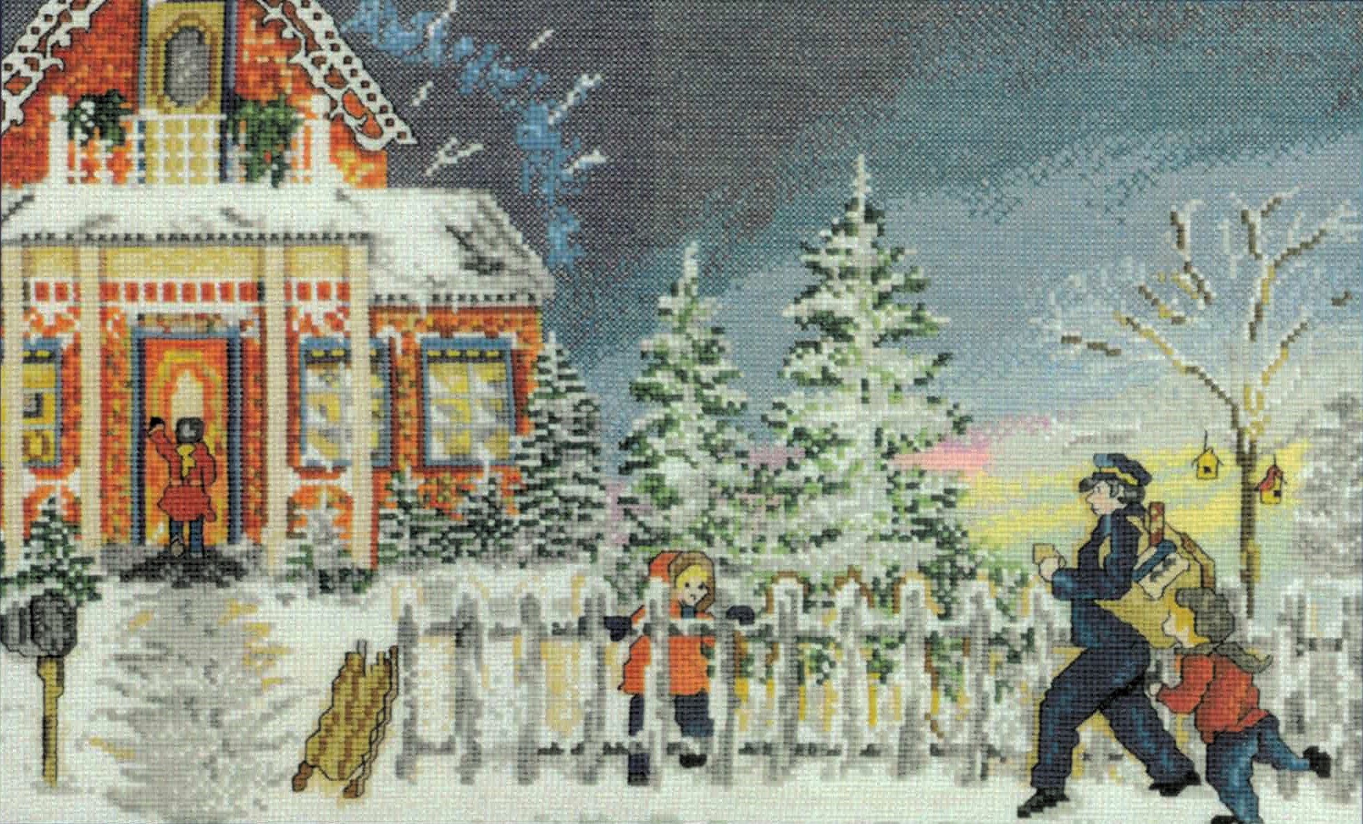 The Postman cross stitch pattern from X's & Oh's XO-K740