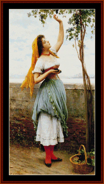 The Grape Picker cross stitch pattern from Cross Stitch Collectibles XS-LAT-28