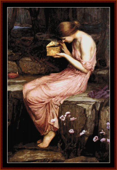 Psyche Opening the Golden Box cross stitch pattern from Cross Stitch Collectibles XS-WA14