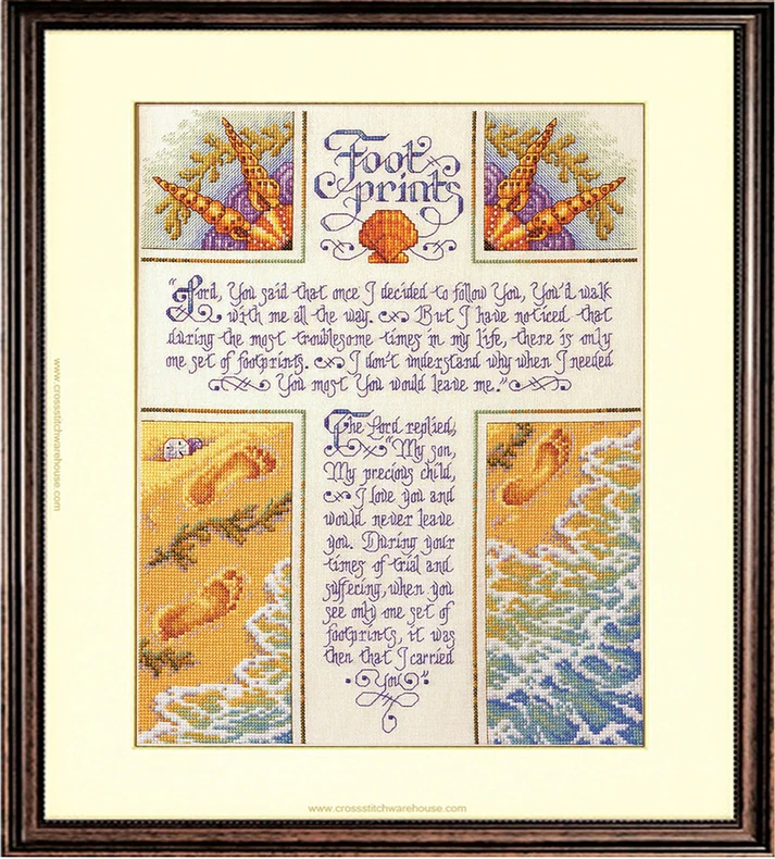 Footprints cross stitch kit from Bucilla BU-42760