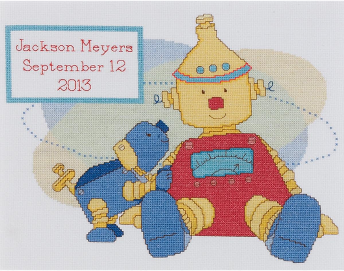 Bot Buddies Birth Record cross stitch kit from Bucilla BU-45931