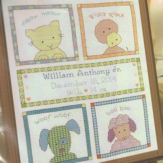 Here-a-Hug Birth Record cross stitch kit from Bucilla BU-46019