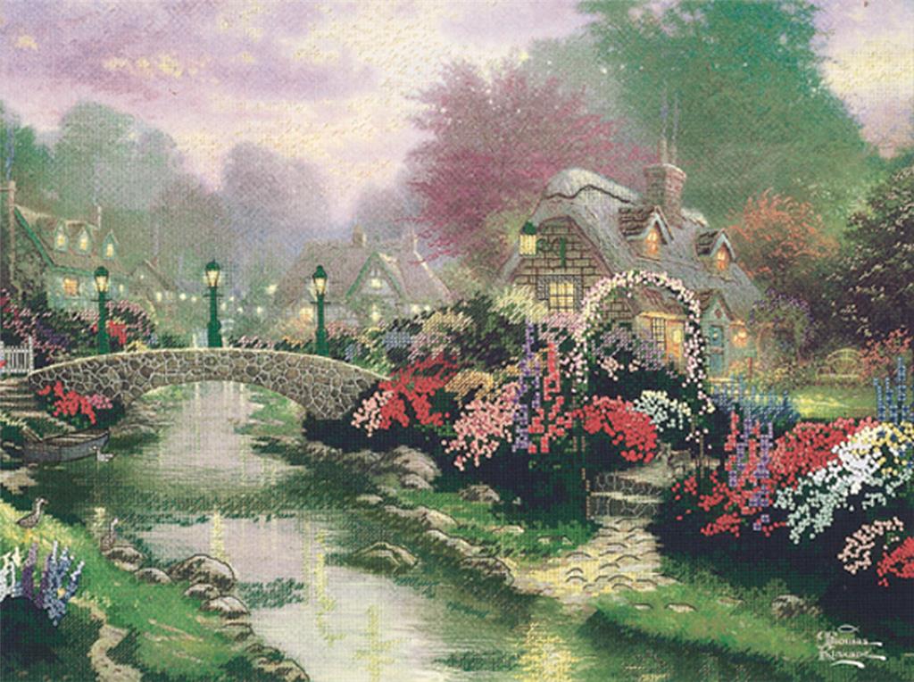 Lamplight Bridge cross stitch kit from Candamar Designs CD-50925