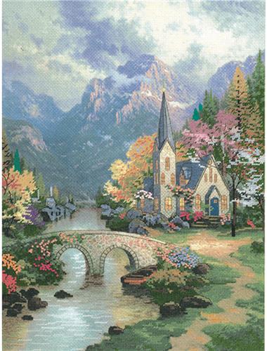 Mountain Chapel cross stitch kit from Candamar Designs CD-51113